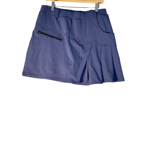 HALARA Woman's High Waisted 2-in-1 Side Pocket Pleated Golf Skirt Slate SZ XL‎ - Picture 2 of 8
